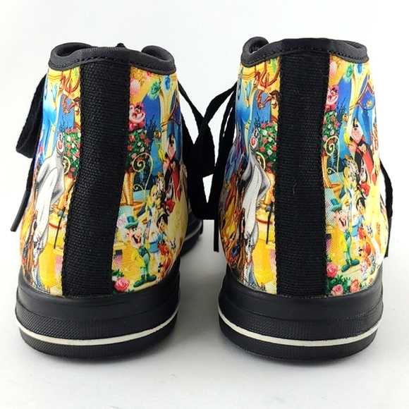 Women's High Top Lace Up Sneakers  Disney Character Black Multi Print Size 7.5 - Picture 7 of 15
